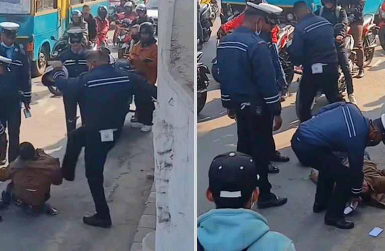 सर्वसाधारणलाई निर्घात कुटपिट गर्ने चार ट्राफिक प्रहरीलाई कारबाही