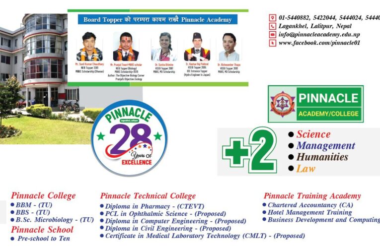 पिनाकल एकेडेमी कलेज: २८ वर्षदेखि उत्कृष्टताको पहिचान