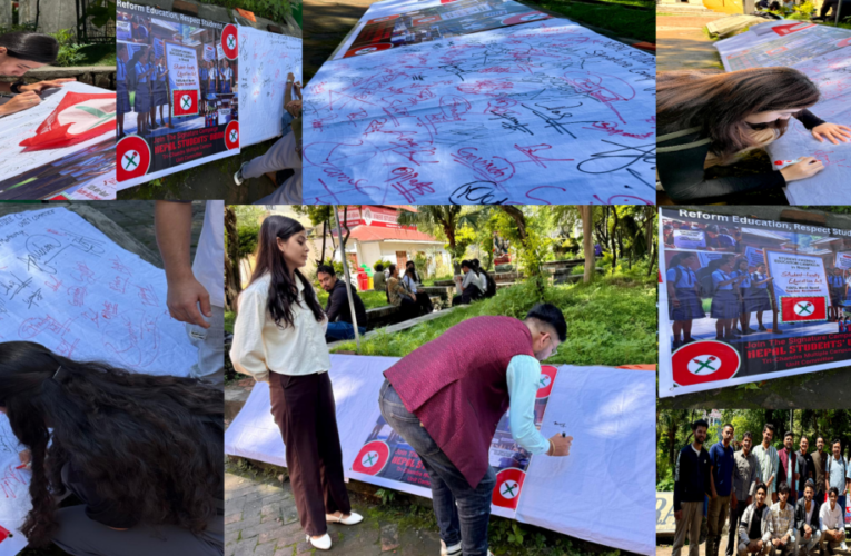 मेरिटोक्रेसी र शिक्षा ऐन कार्यान्वयनको माग गर्दै नेविसंघ त्रिचन्द्रको हस्ताक्षर अभियान